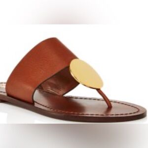 Tory Burch Patos Disk Leather Sandal Mou Brown Size 10.5 - Authentic